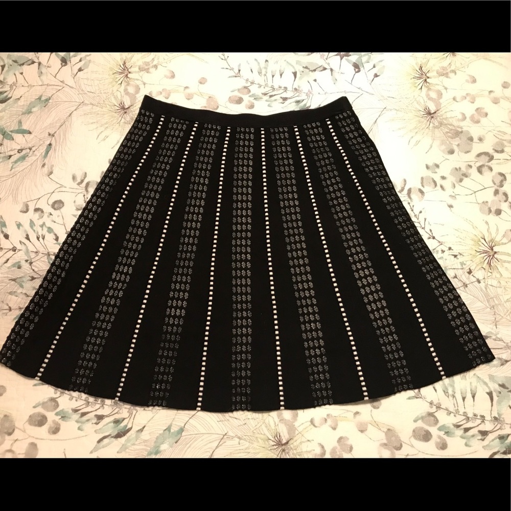 Black and white striped winter skirt Large